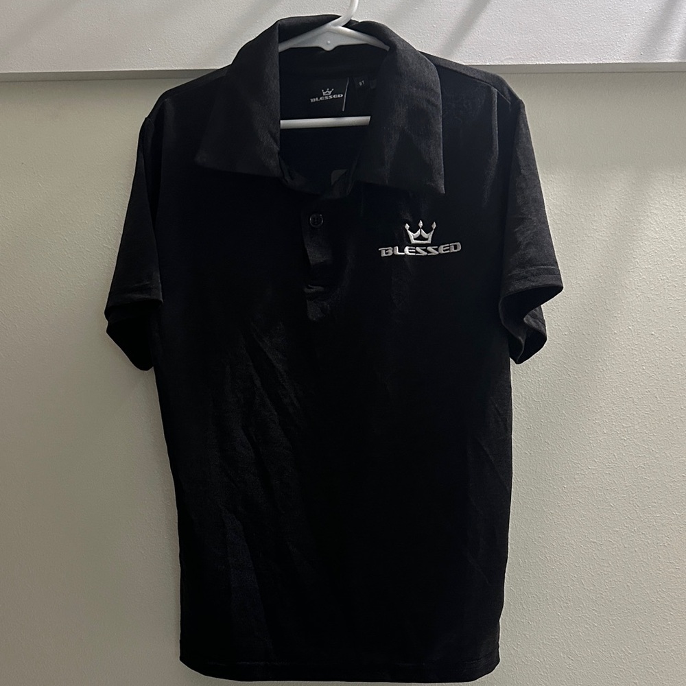 Boys 8T Black Polo Shirt with Embroidered Logo